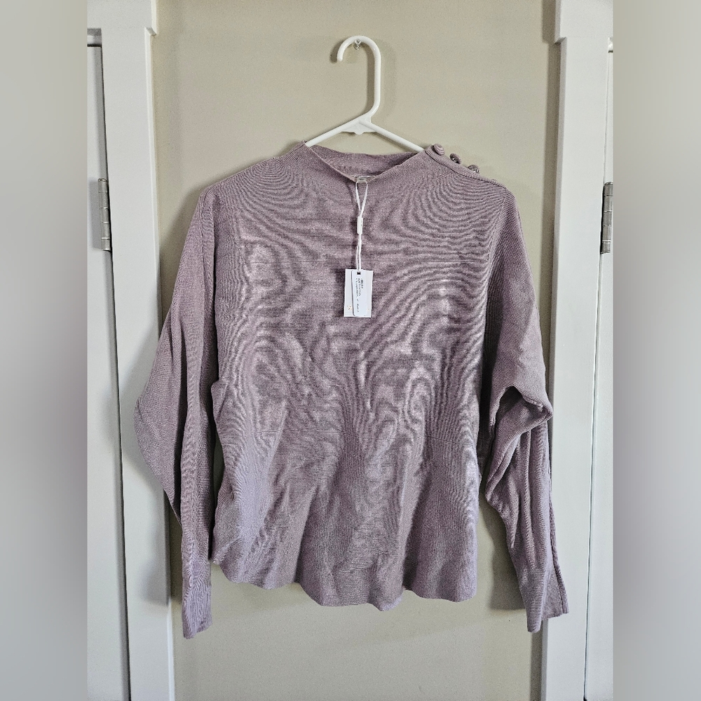 Vila Milano lavender office nuetral sweater new small vanity long sleeve button